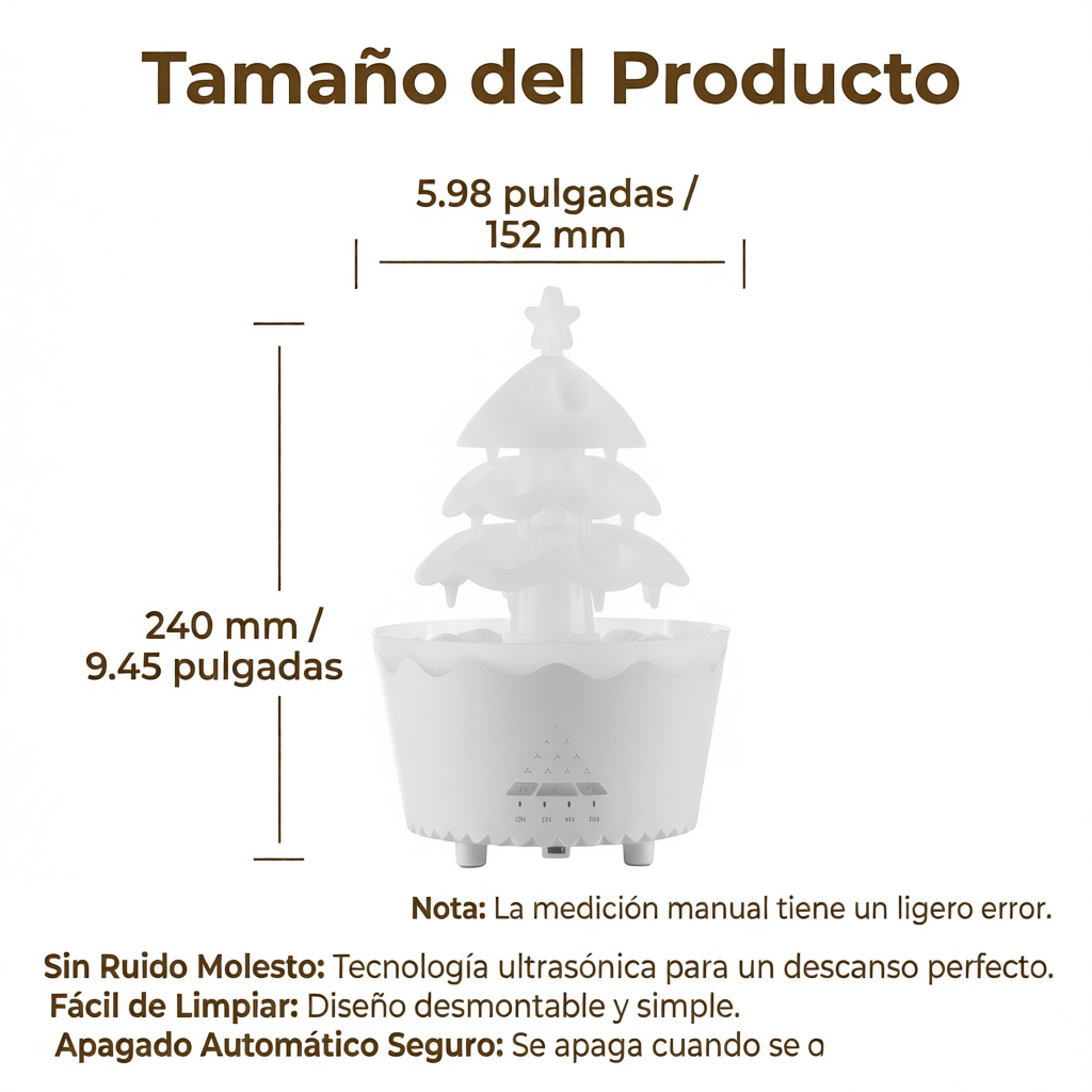 Humidificador y Difusor de Aromas - Lámpara Nocturna LED con Sonido de Lluvia Relajante para Dormir y Decoración